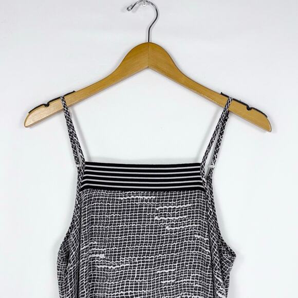 Prana Women's Selene Printed Handkerchief Hem Midi Dress Medium Black - Picture 4 of 13